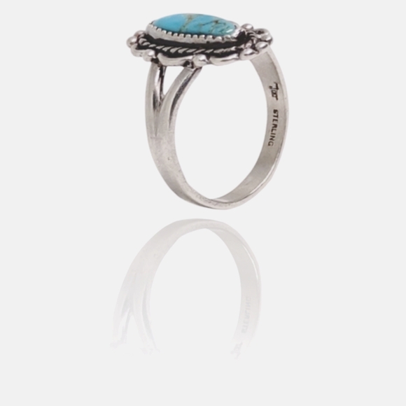 Native American Bell Trader Designer Sterling Silver Turquoise Ring - Picture 3 of 6